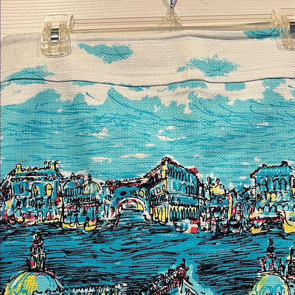 Talbots Vibrant Venice Italy Mini Skirt - Blue and Black‎ Size 12 - Picture 3 of 15